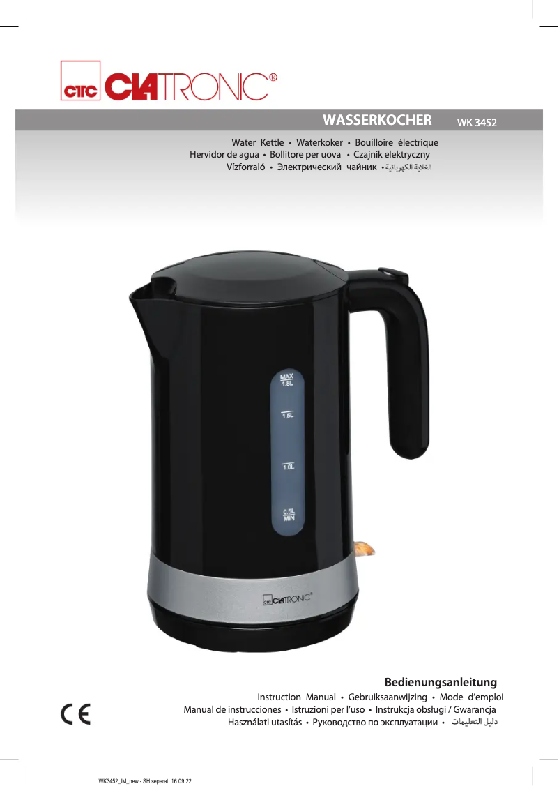 Page 1 de la notice Manuel utilisateur Clatronic WK 3452