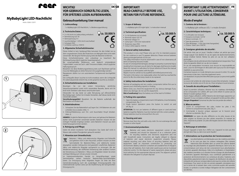 Page n°1 - Manuel utilisateur Reer MyBabyLight 52371