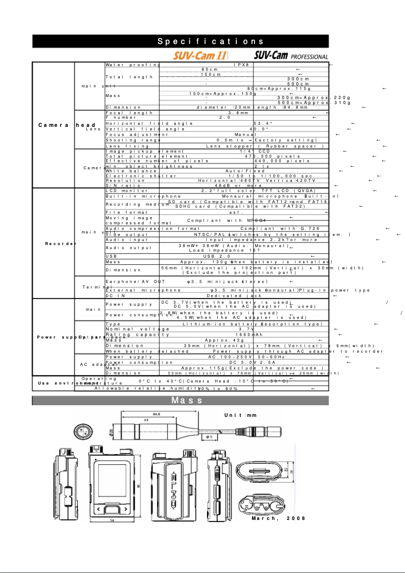 Page n°1 - Fiche technique Elmo SUV-Cam PRO