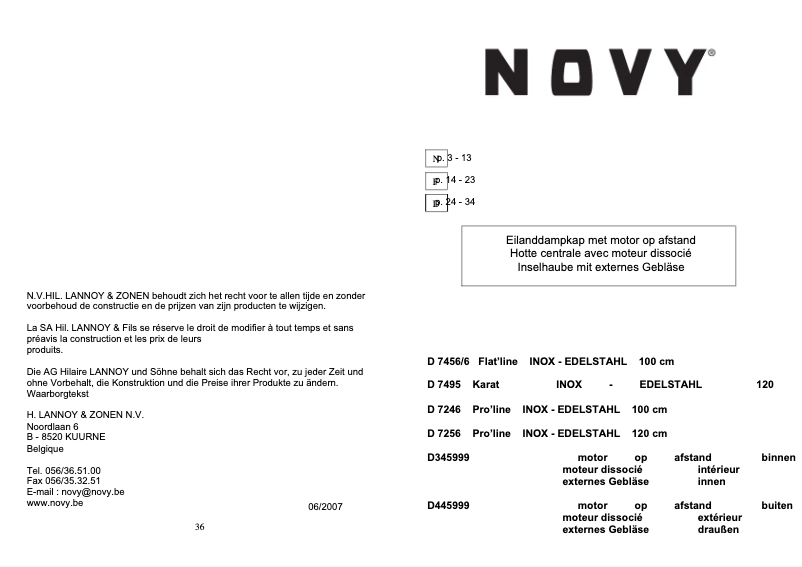 Page 1 de la notice Manuel utilisateur Novy Flat'Line 7456