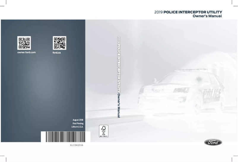 Image de la première page du manuel de l'appareil Police Interceptor Utility (2019)
