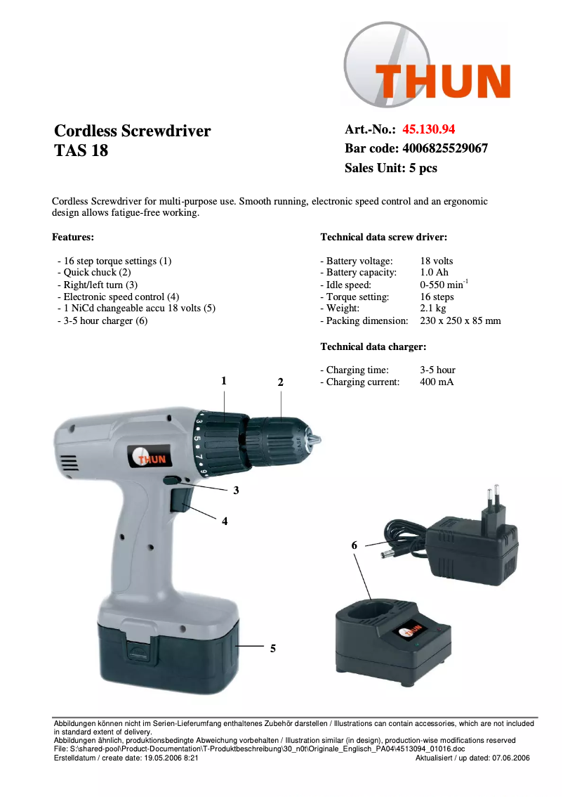 Page 1 de la notice Manuel utilisateur THUN TAS 18