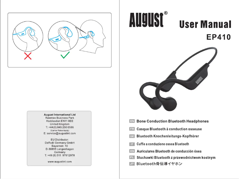 Page n°1 - Manuel utilisateur August EP410B