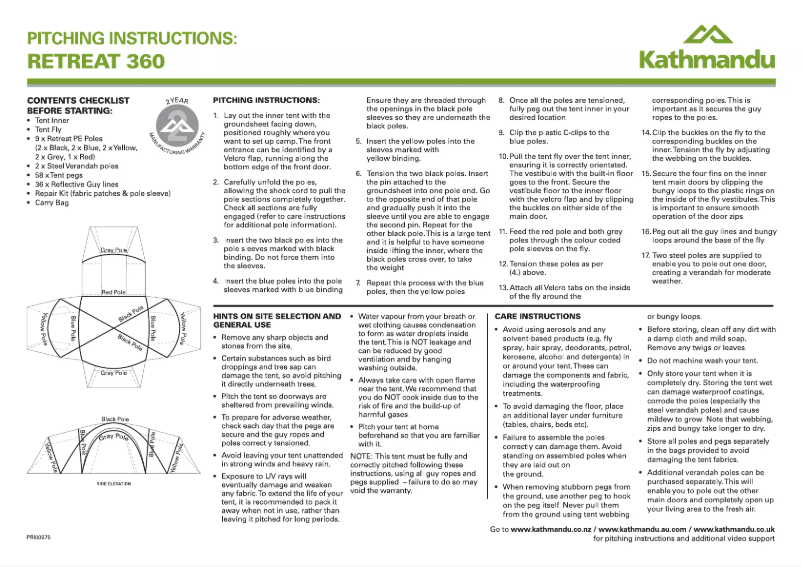 Image de la première page du manuel de l'appareil Retreat 360