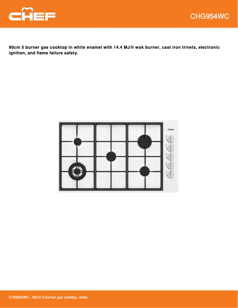 Page 1 de la notice Fiche technique Chef CHG954WC
