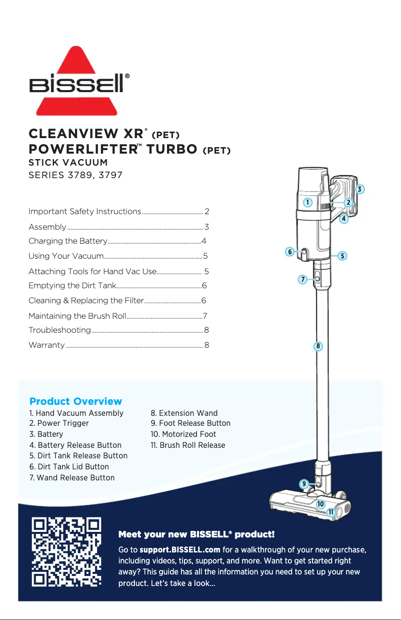 Page 1 de la notice Manuel utilisateur Bissell Cleanview XR