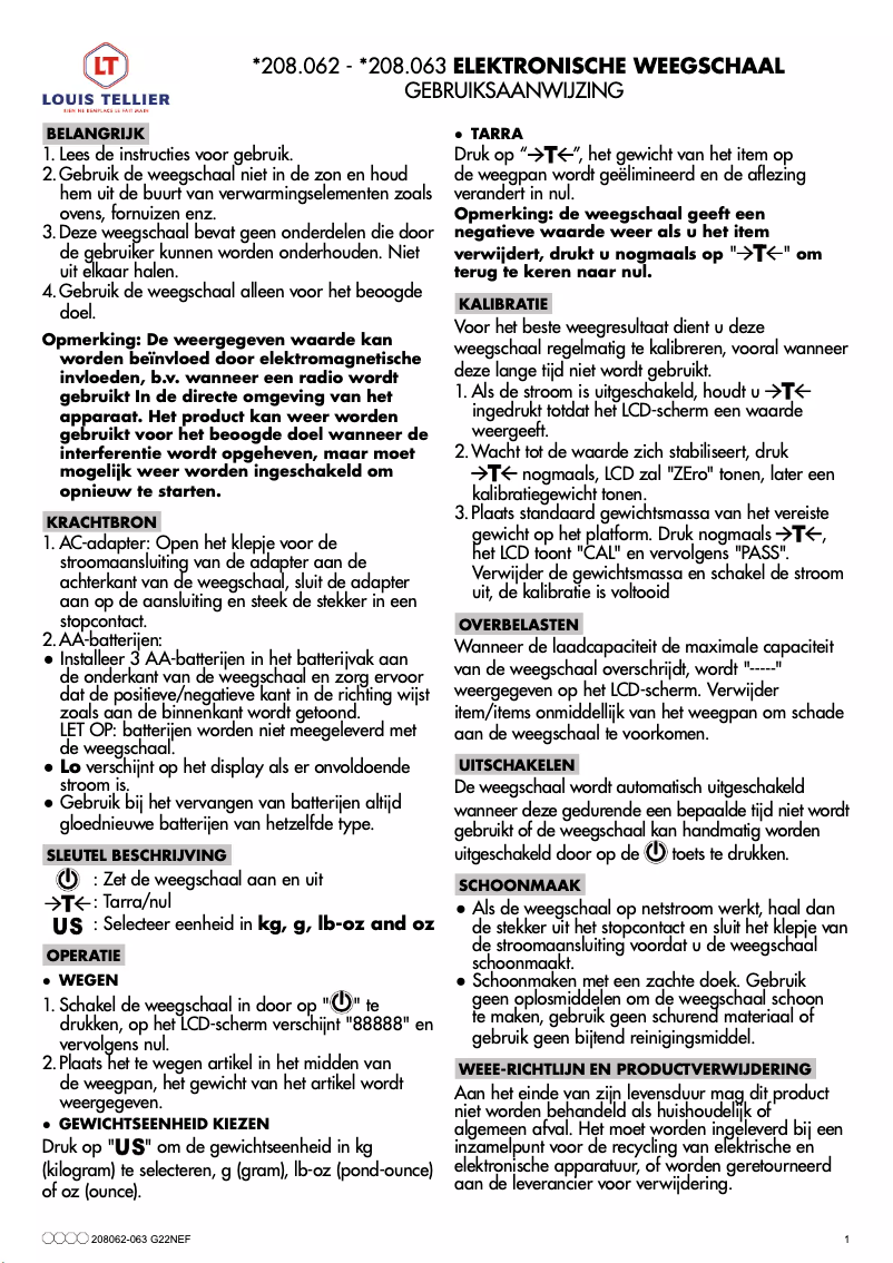 Page 1 de la notice Manuel utilisateur Louis Tellier 208062