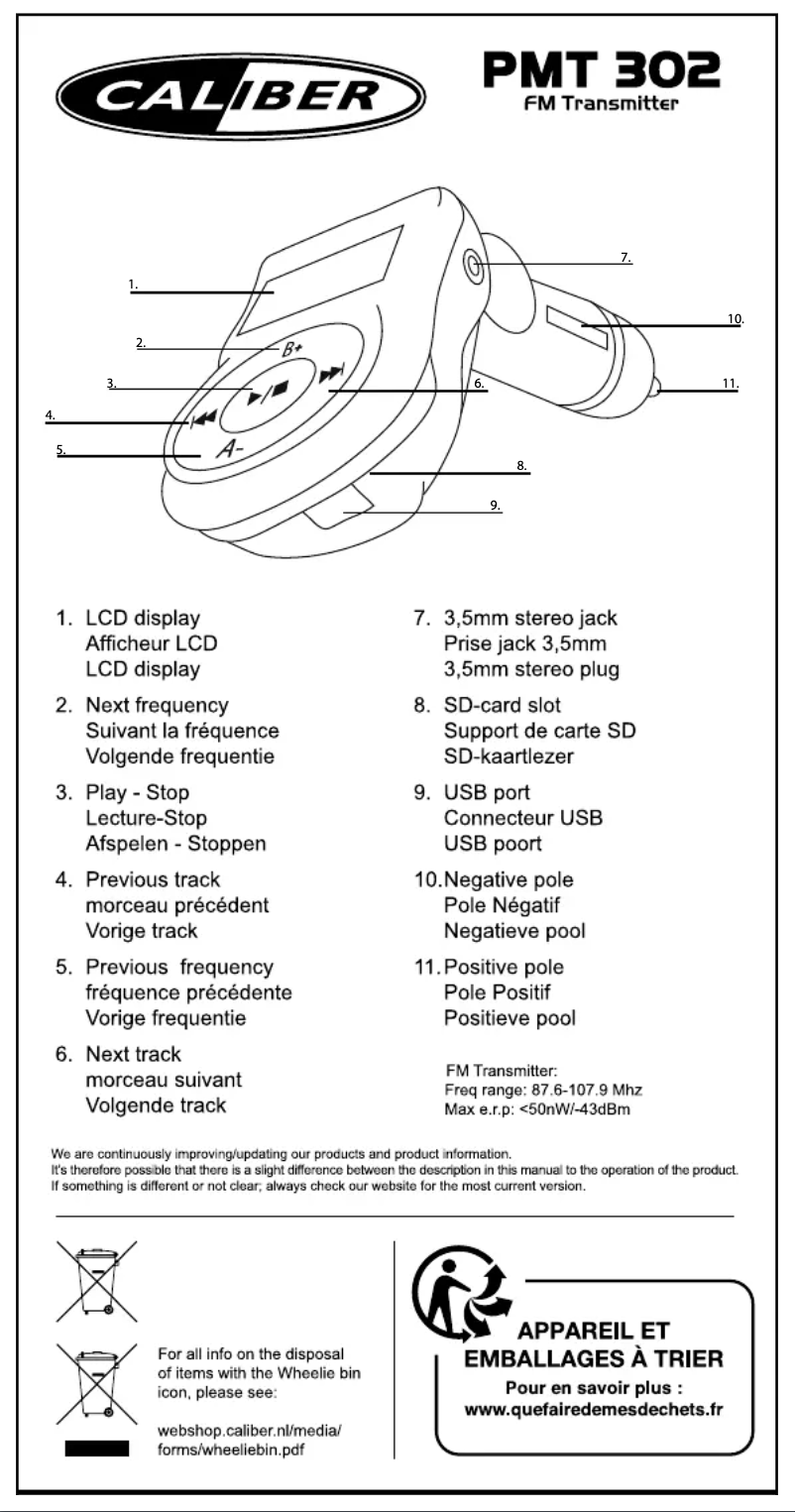 Imagen de la primera página del manual del dispositivo PMT 302