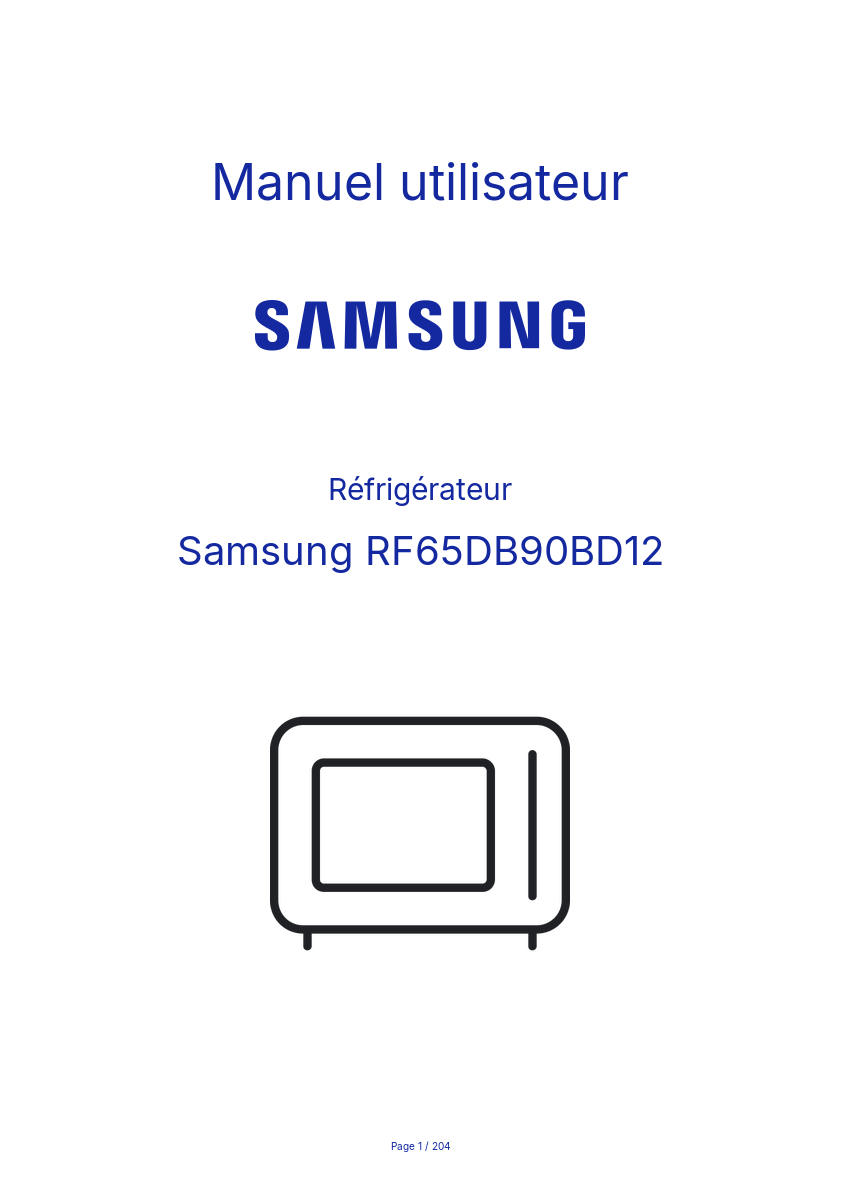 Page n°1 - Manuel utilisateur Samsung RF65DB90BD12