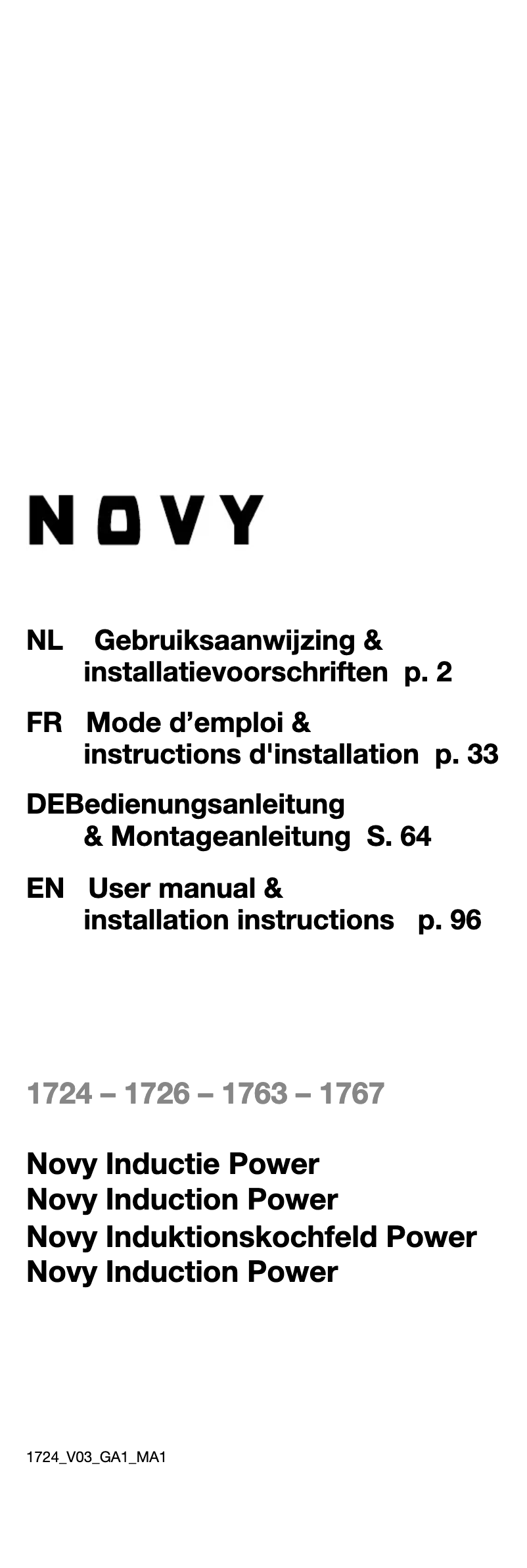 Page 1 de la notice Manuel utilisateur Novy Power 1724