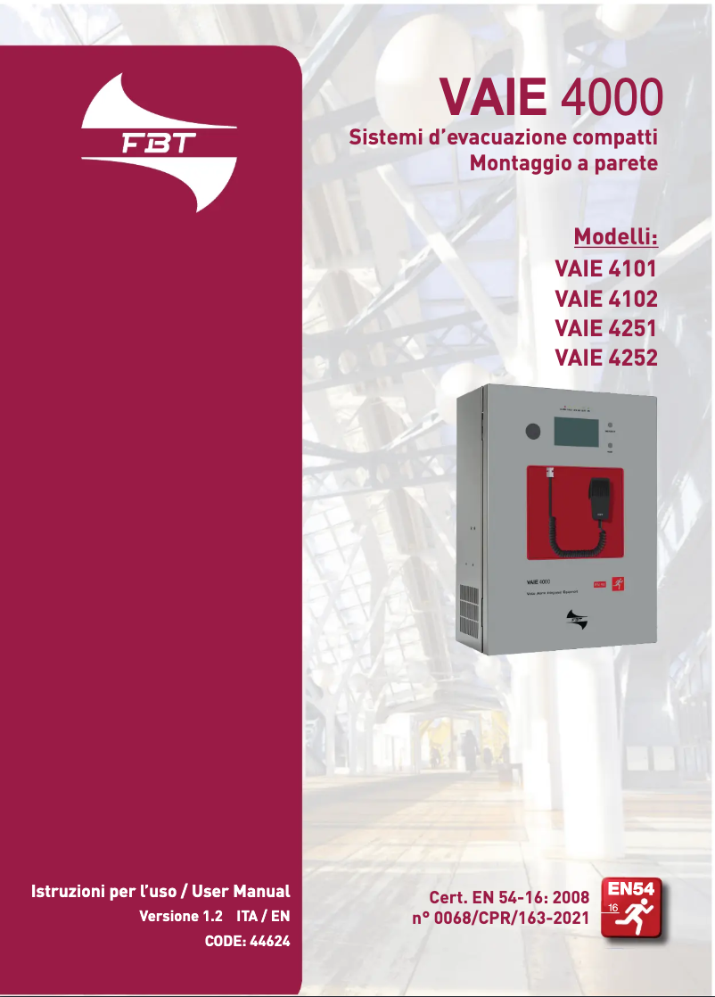 Page n°1 - Manuel utilisateur FBT VAIE 4000