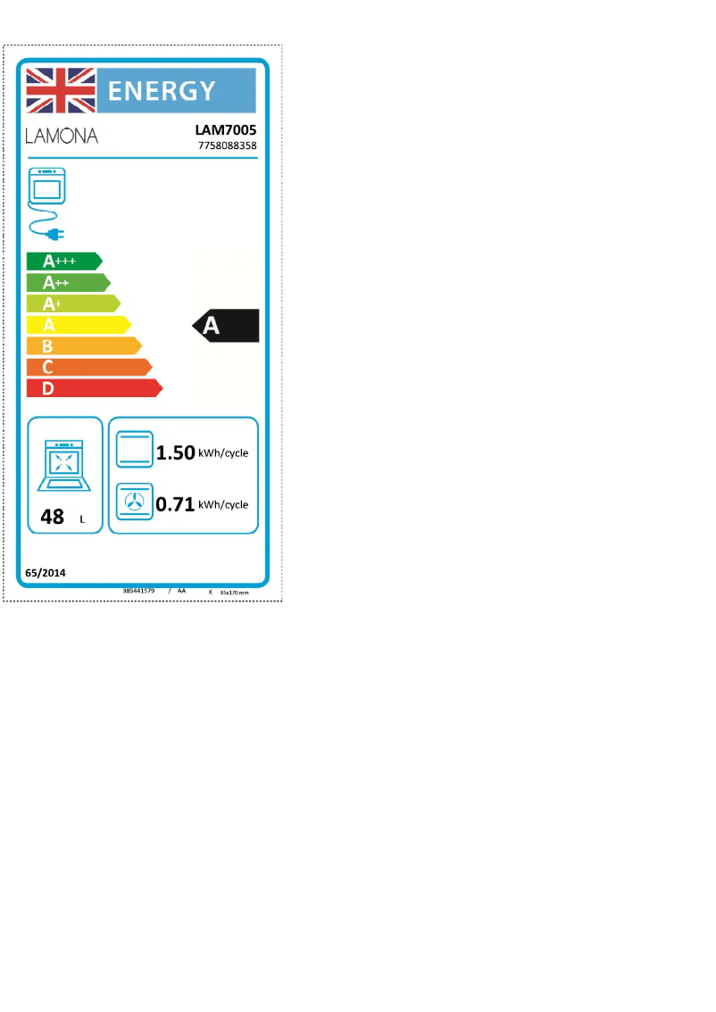 Page n°1 - Label énergétique Lamona LAM7005