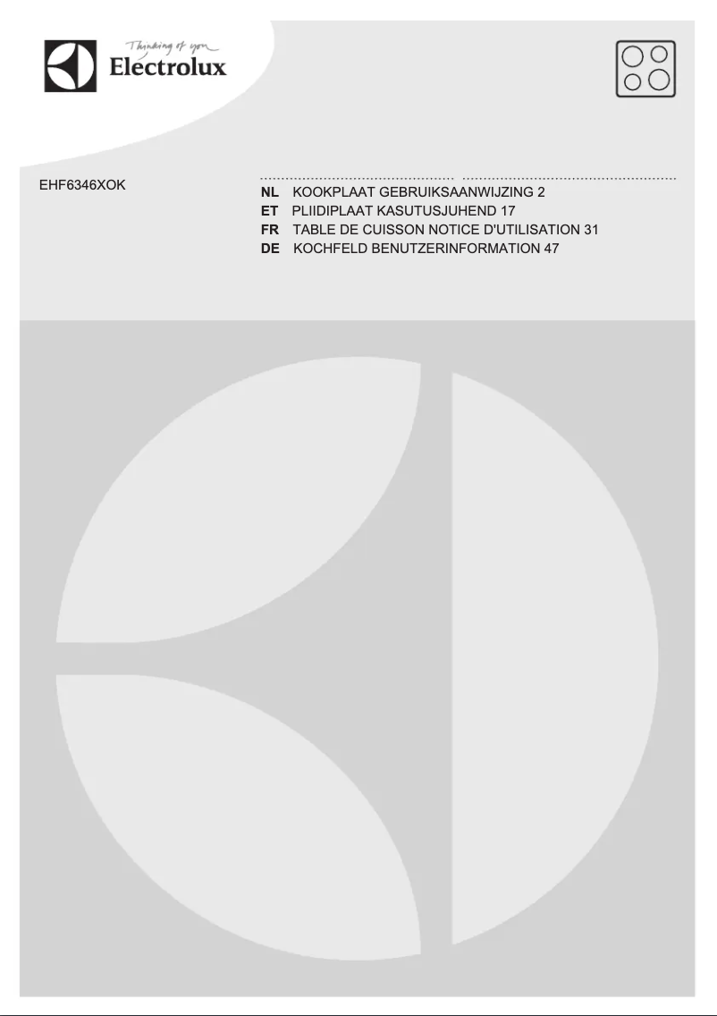 Page 1 de la notice Manuel utilisateur Electrolux EHF6346XOK