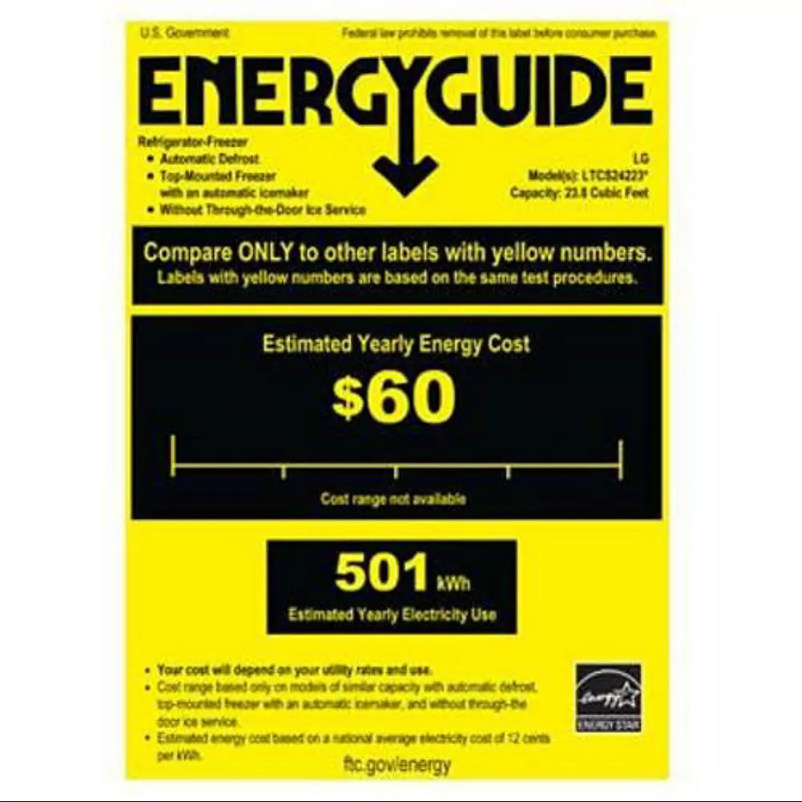 Page n°1 - Label énergétique LG LTCS24223W