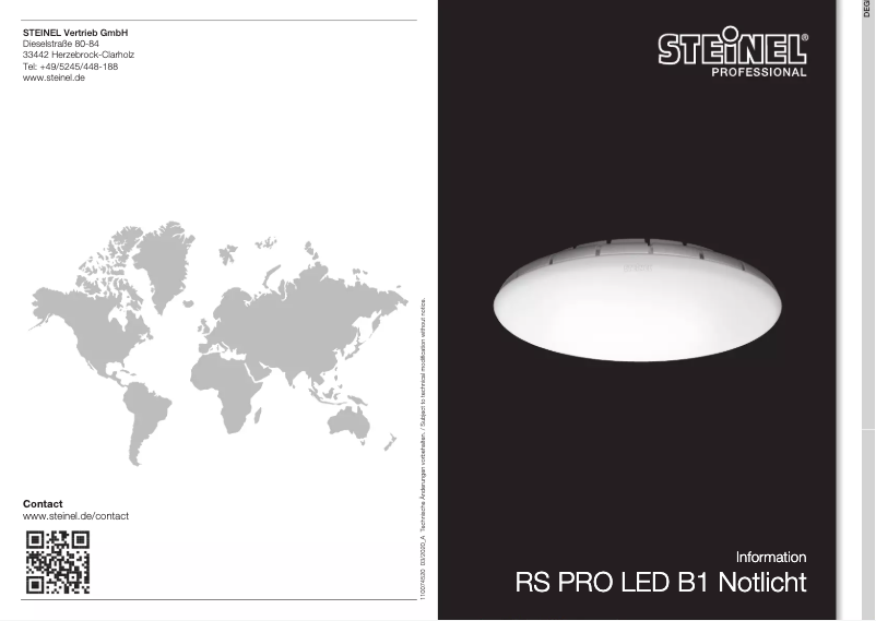 Page 1 de la notice Manuel utilisateur Steinel RS PRO LED B1