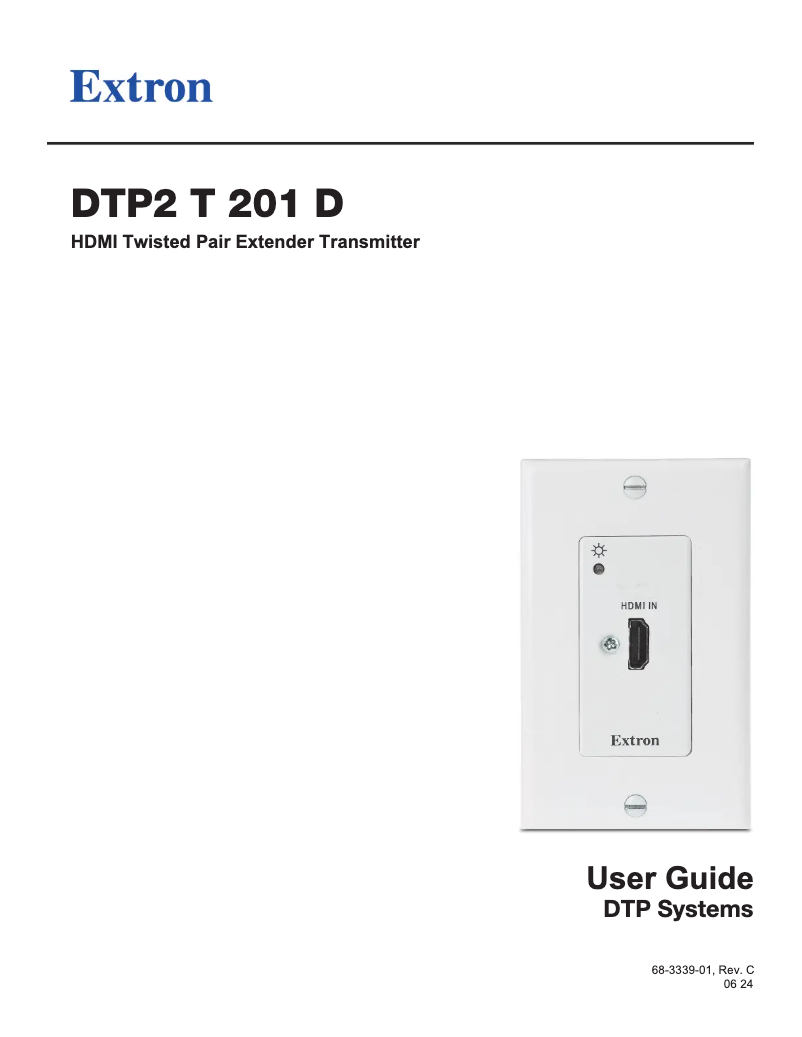 Page n°1 - Manuel utilisateur Extron DTP2 T 201 D