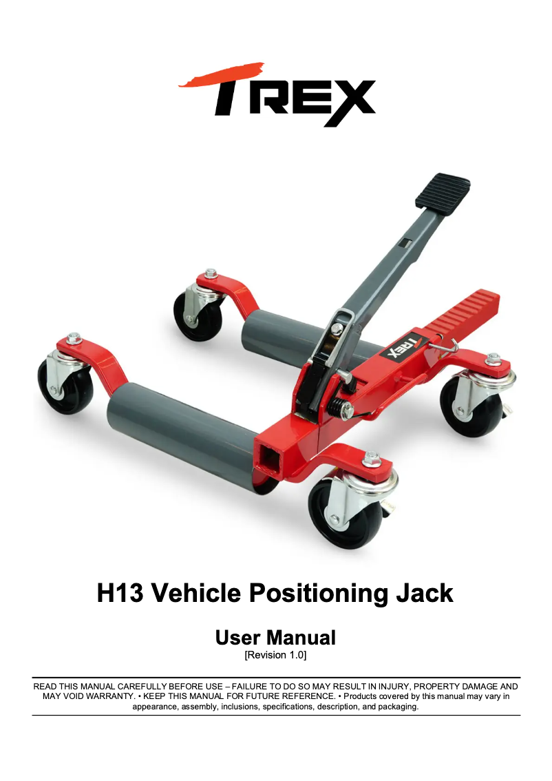 Page 1 de la notice Manuel utilisateur T-Rex H13