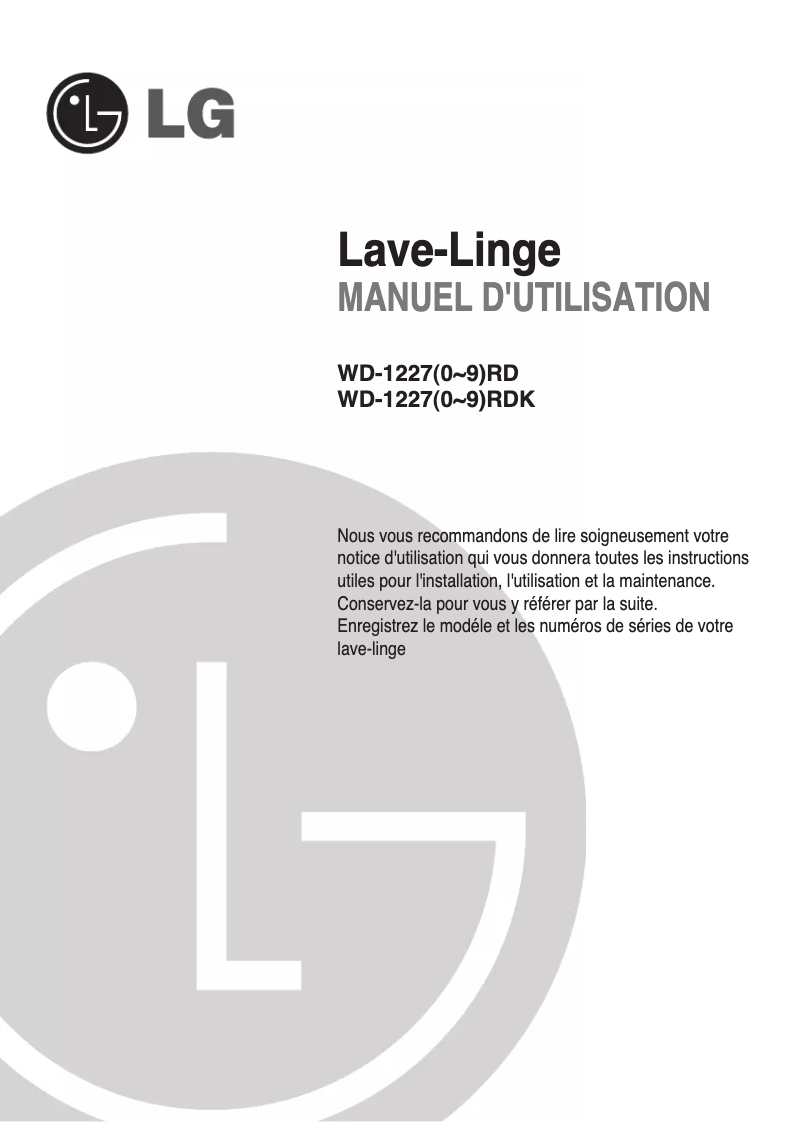 Page n°1 - Manuel utilisateur LG WD-12270RD