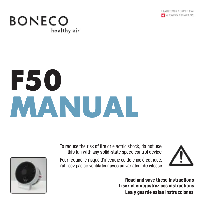 Page n°1 - Manuel utilisateur Boneco F50