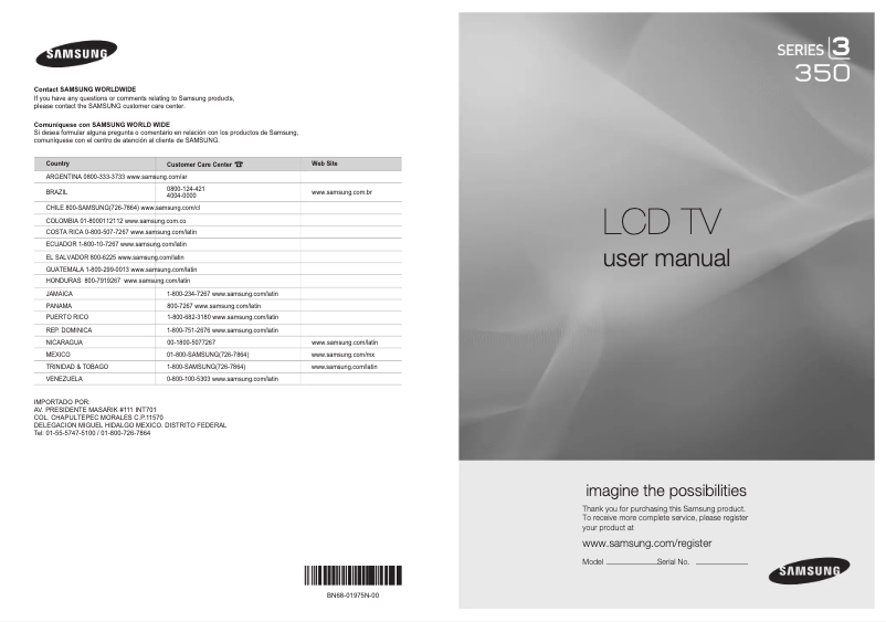 Page n°1 - Manuel utilisateur Samsung LN-22B350