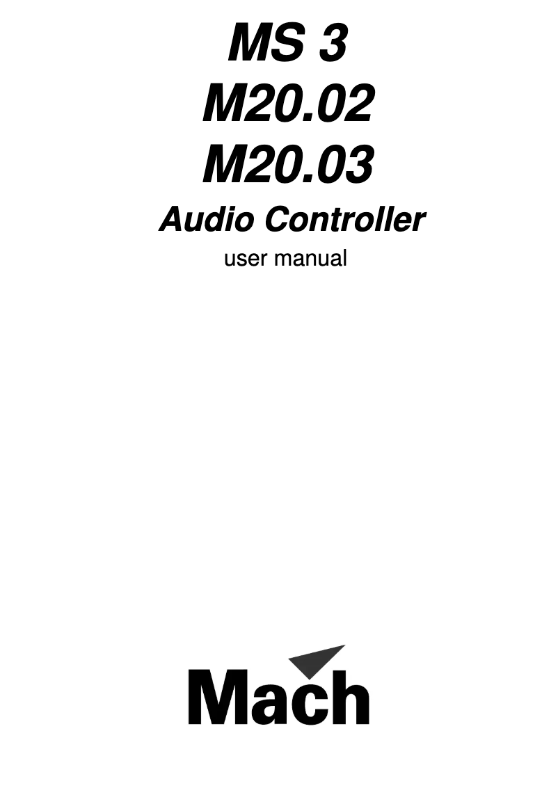 Image de la première page du manuel de l'appareil Mach M20.02