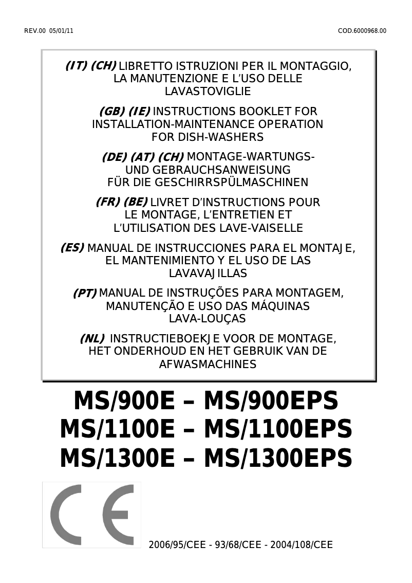 Page n°1 - Manuel utilisateur Mach MS/1100E