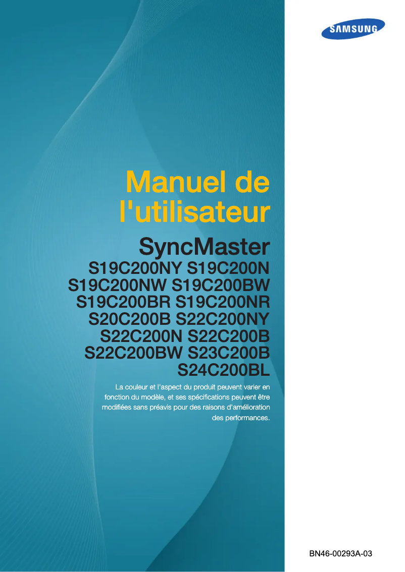 Page 1 de la notice Manuel utilisateur Samsung SyncMaster S22C200B