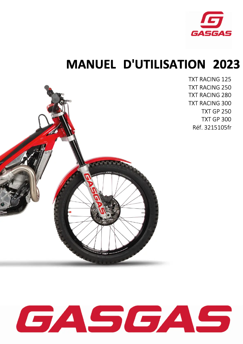 Image de la première page du manuel de l'appareil TXT Racing 250 (2023)