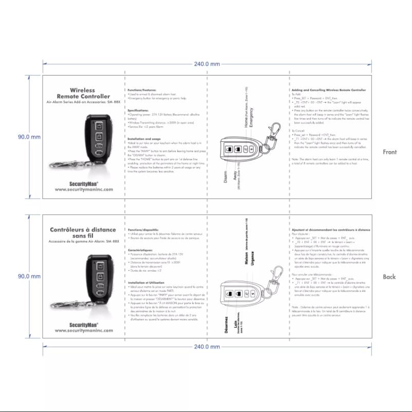 Page 1 de la notice Manuel utilisateur SecurityMan SM-88X