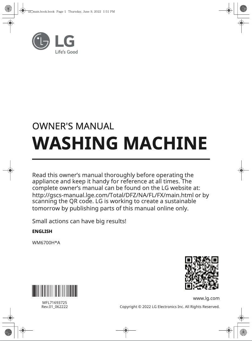 Página 1 del manual Manual de usuario LG WM6700HBA