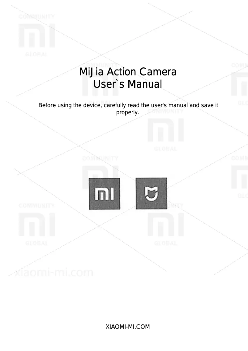 Image de la première page du manuel de l'appareil MiJia 4K Action Camera