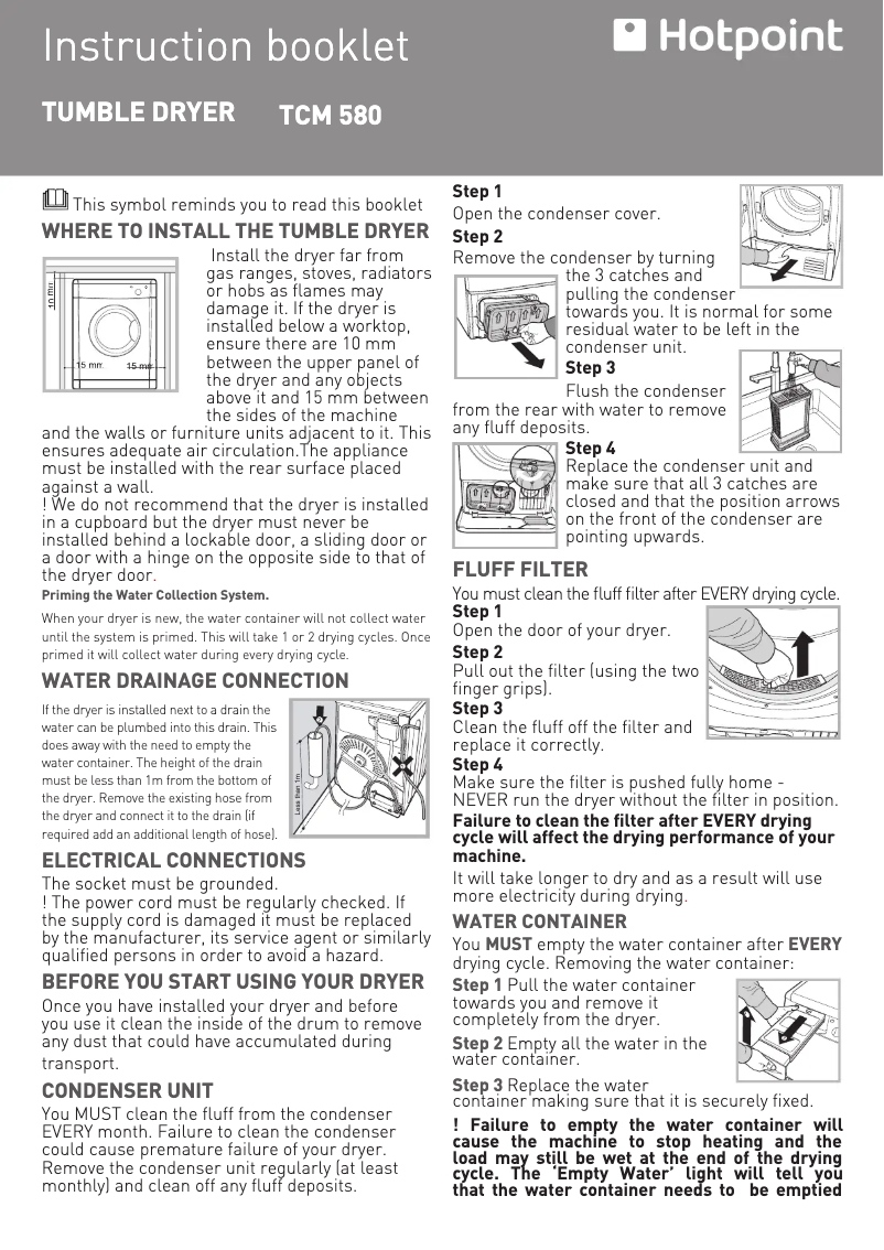 Page 1 de la notice Manuel utilisateur Hotpoint TCM 580 B P(UK)