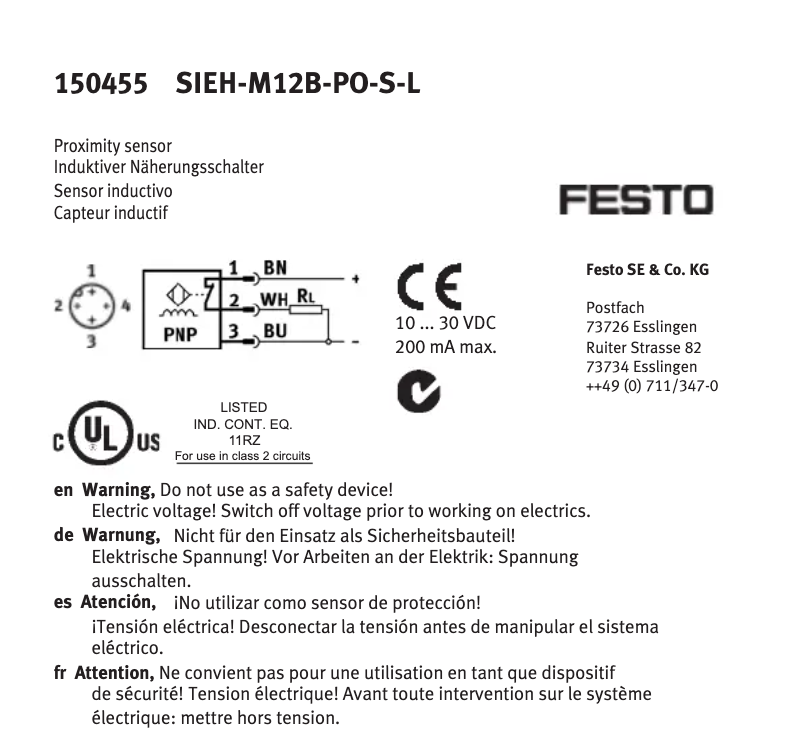 Page n°1 - Manuel utilisateur Festo SIEH-M12B-PO-S-L