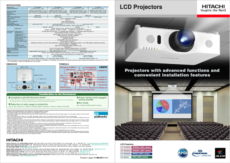 Page 1 de la notice Brochure Hitachi CP-WU8450