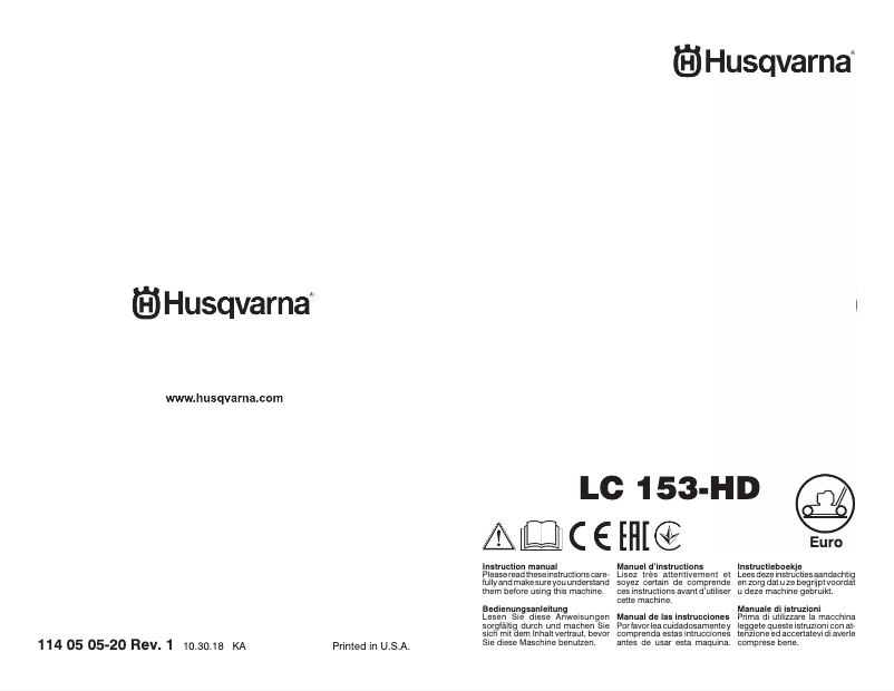 Page n°1 - Manuel utilisateur Husqvarna LC 153-HD