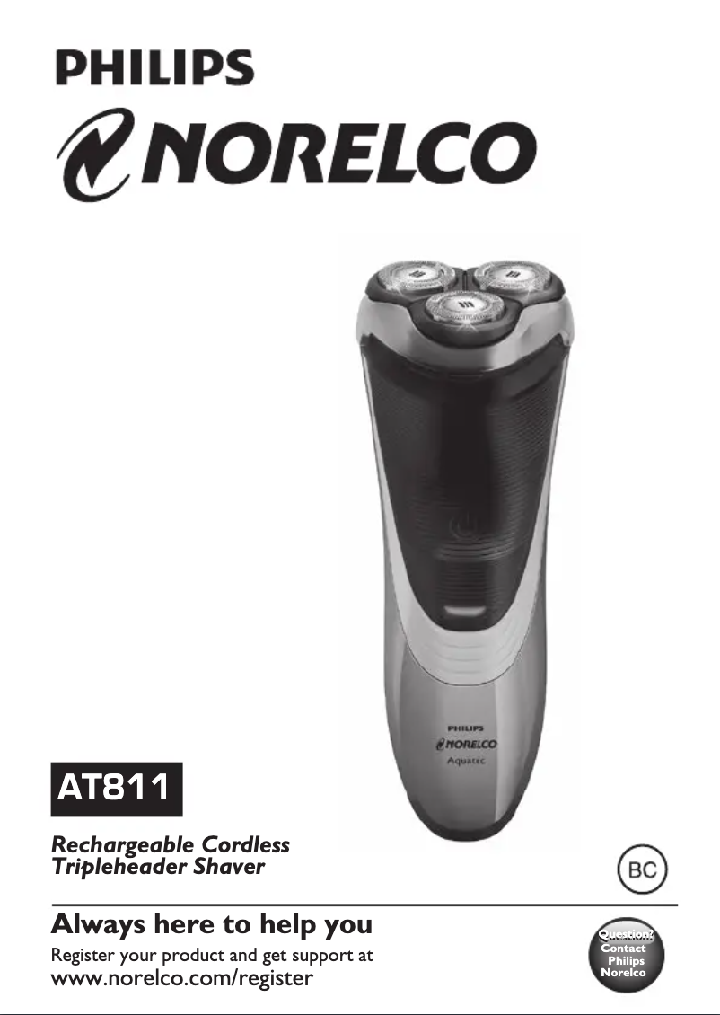 Page 1 de la notice Manuel utilisateur Philips Norelco Shaver 4200 AT811