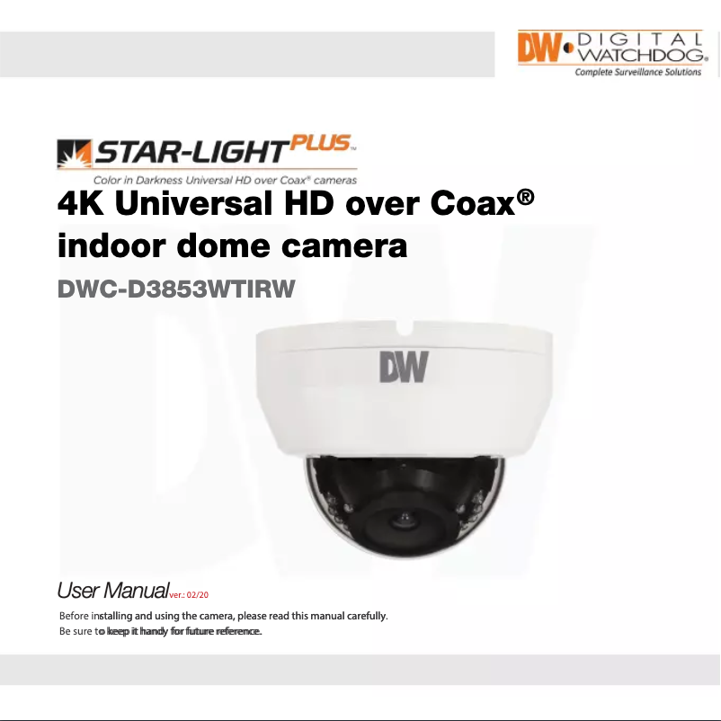 Page 1 de la notice Manuel utilisateur Digital Watchdog Star-Light Plus DWC-D3853WTIRW