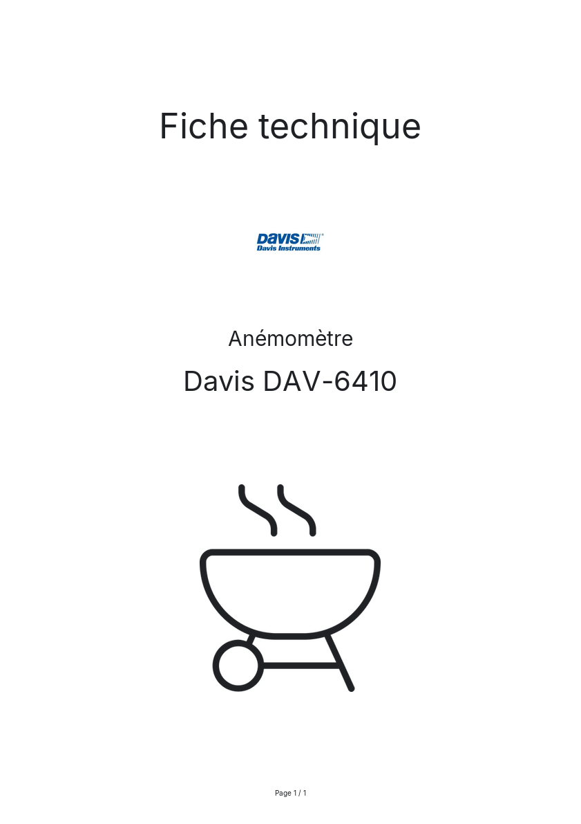 Page n°1 - Fiche technique Davis DAV-6410