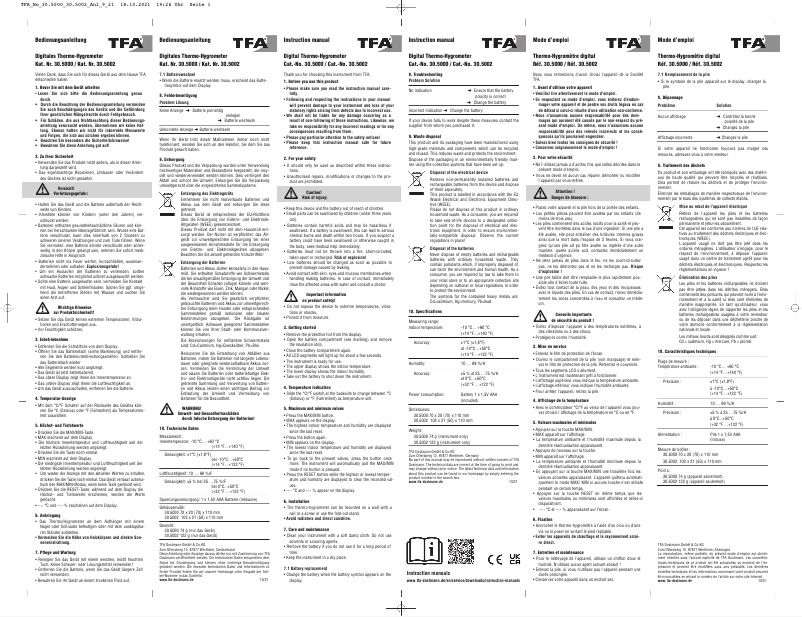 Page 1 de la notice Manuel utilisateur TFA 30.5000.02