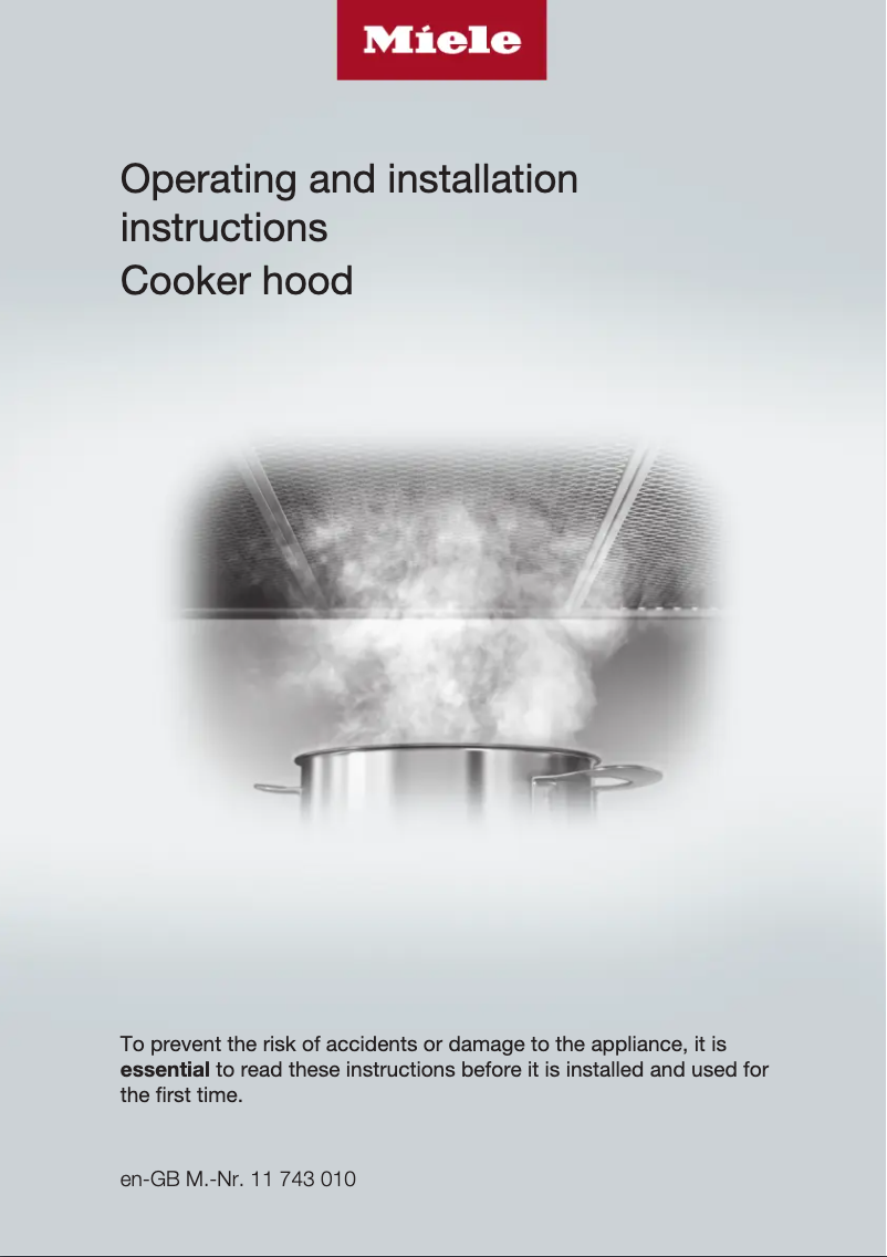 Page n°1 - Guide d'installation Miele DA 3598