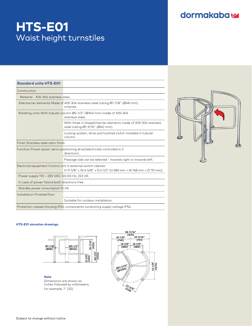 Page 1 de la notice Manuel utilisateur Dormakaba HTS-E01