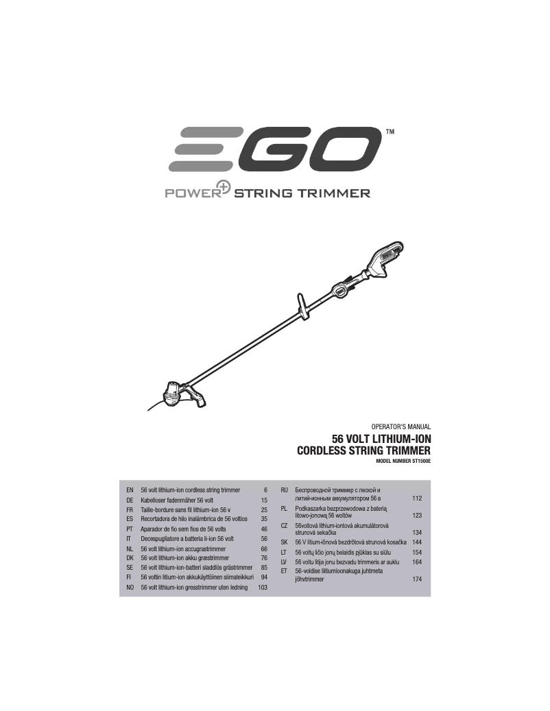 Page n°1 - Manuel utilisateur EGO ST1500E