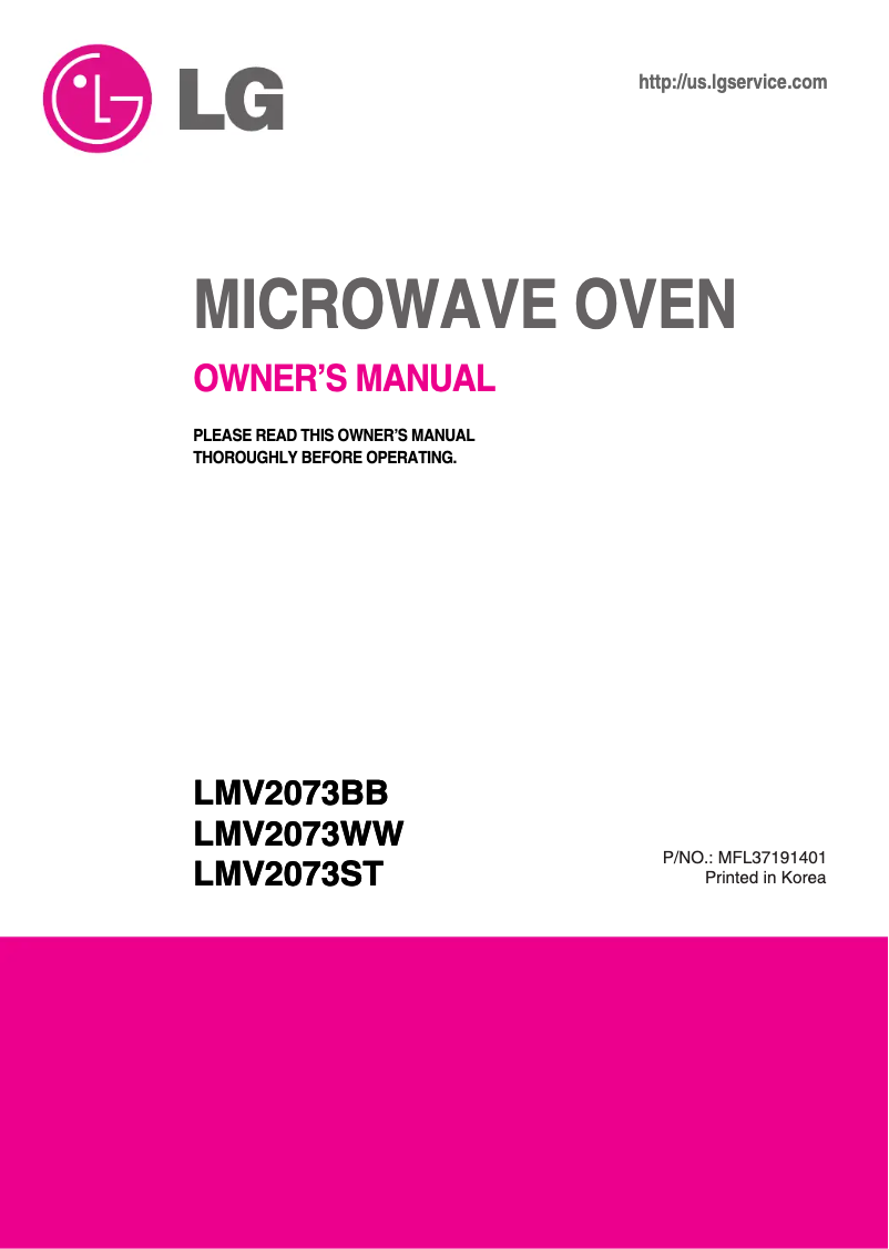 Page n°1 - Manuel utilisateur LG LMV2073