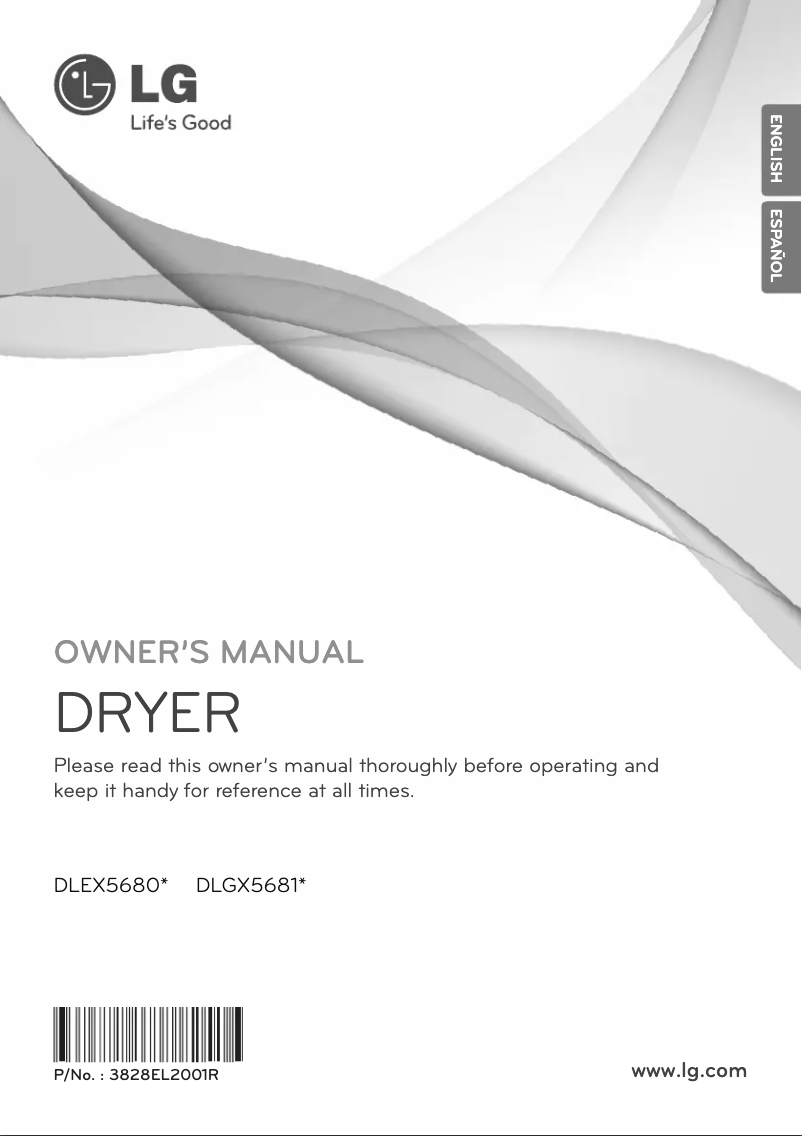 Page n°1 - Manuel d'utilisation et d'entretien LG DLEX5680W