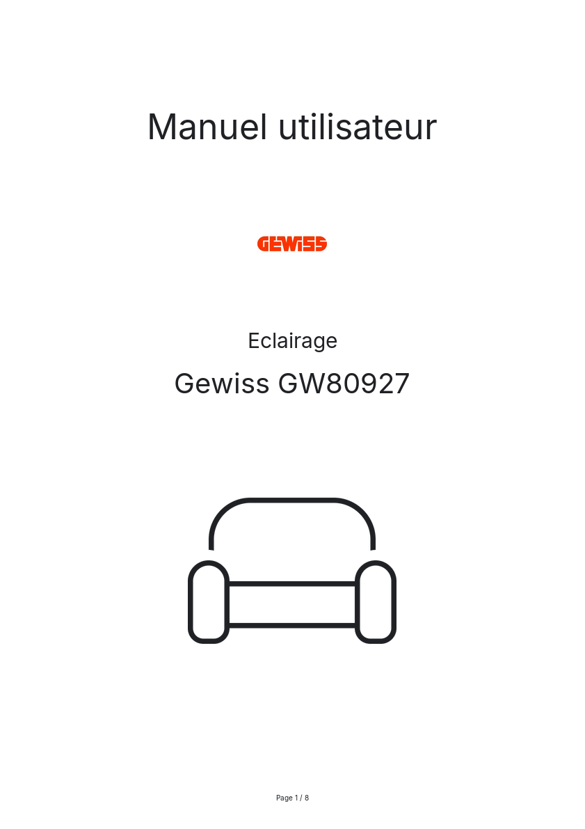 Page n°1 - Manuel utilisateur Gewiss GW80927