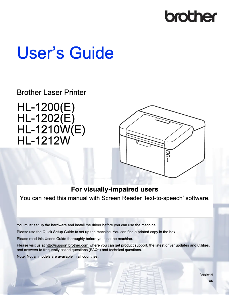 Page 1 de la notice Manuel utilisateur Brother HL-1222WE