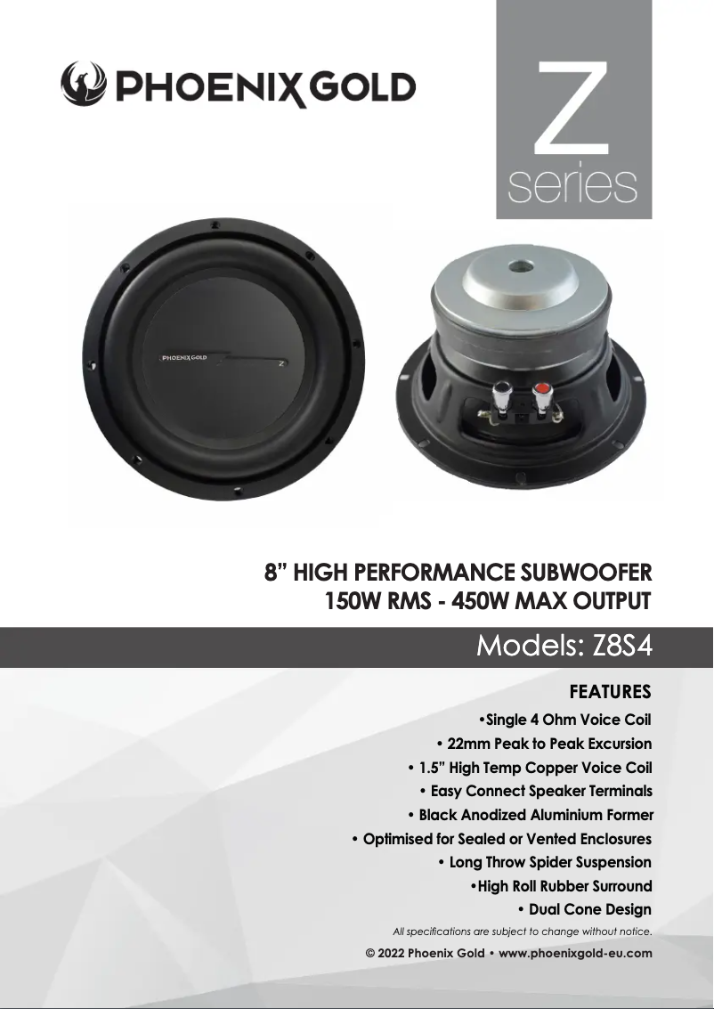 Page n°1 - Manuel utilisateur Phoenix Gold Z8S4