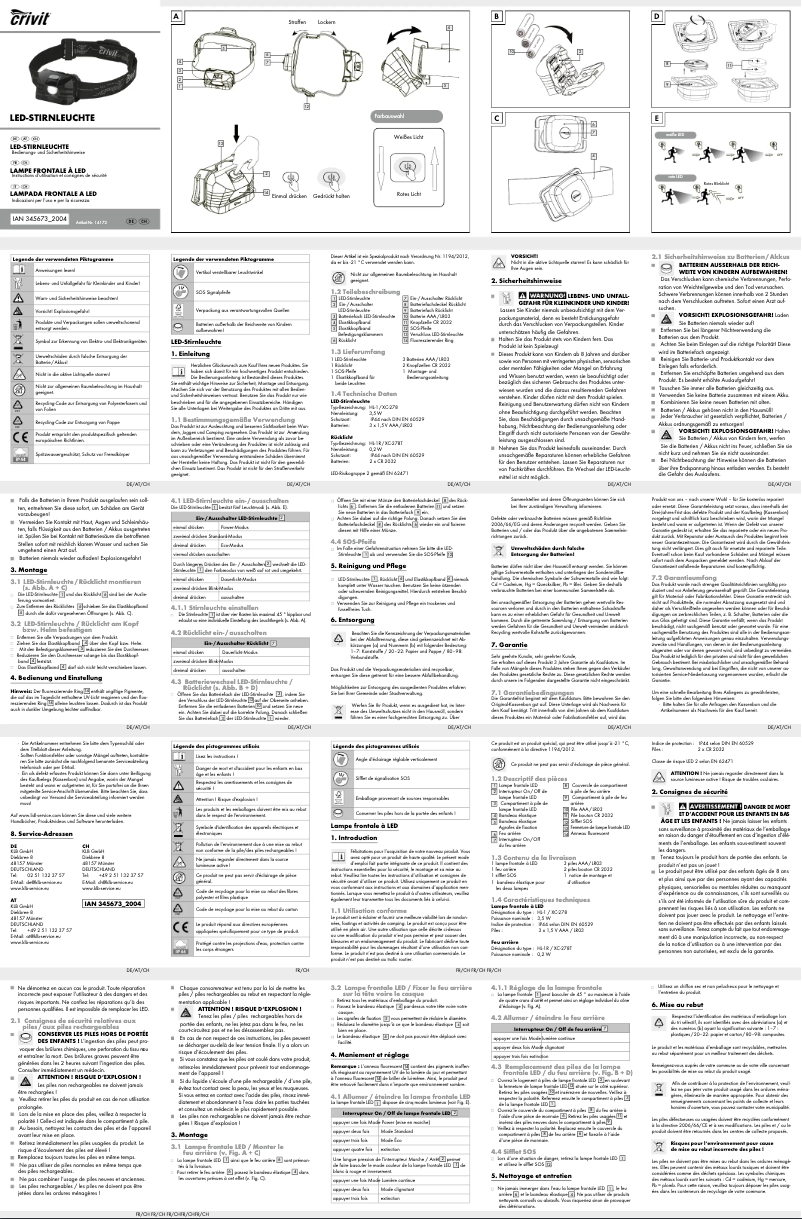 Page 1 de la notice Manuel utilisateur Crivit IAN 345673