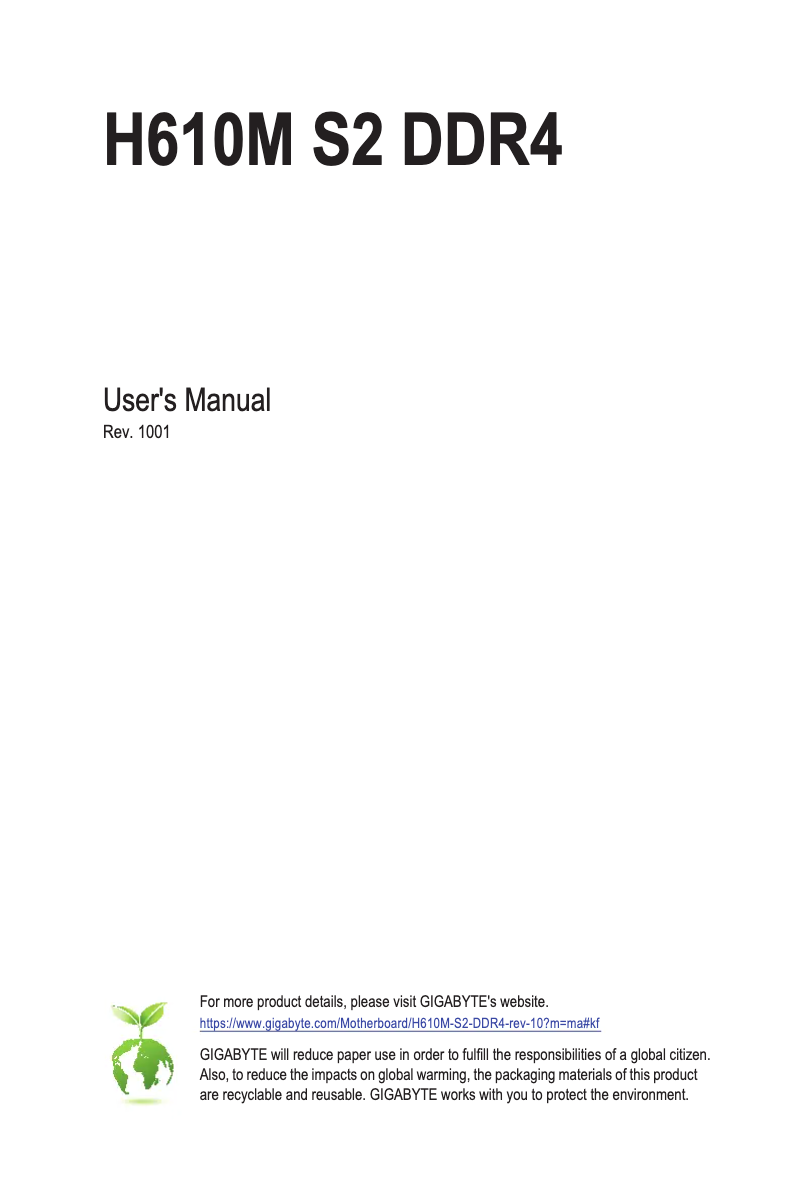 Image de la première page du manuel de l'appareil H610M S2 DDR4