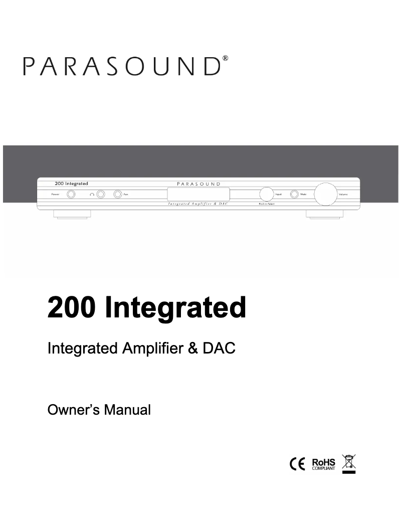Page n°1 - Manuel utilisateur Parasound NewClassic 200 Integrated